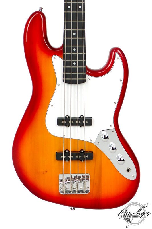 PHX JB-4 4-String Jazz Bass Cherry Sunburst